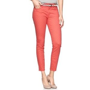 Gap 1969 Legging Jean Womens 29 Coral Pink Polka Dot Skinny Stretch Pants SPR13